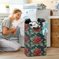 thumbnail image 5 of Yayeee Freestanding Laundry Hamper with Handle Collapsible Large Storage Basket for Clothes, Red Christmas Poinsettias, 5 of 7