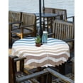 thumbnail image 2 of Outdoor Tablecloth with Umbrella Hole for Patio/Picnic/Party/Camping, Navy Blue Brown Ombre Moire Waterproof Table Cloth Round Cover Washable, Water Ripple Stripe Farmhouse Dia 60", 2 of 7