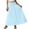 thumbnail image 7 of Womens Eyelet Boho Maxi Skirt Elastic High Waist Flowy Tiered A-Line Long Skirts Solid Casual Ruffle Skirt Flowy Flared Ruffle Skirts Beach Vacation Going Out Outfit, 7 of 7