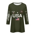 thumbnail image 5 of Domuza 4th Of July Shirt for Women Usa Flag Print 3/4sleeve Blouses Dressy Casual Crew Neck T Shirts 2026 Summer Fashion Clothing Green XL, 5 of 5