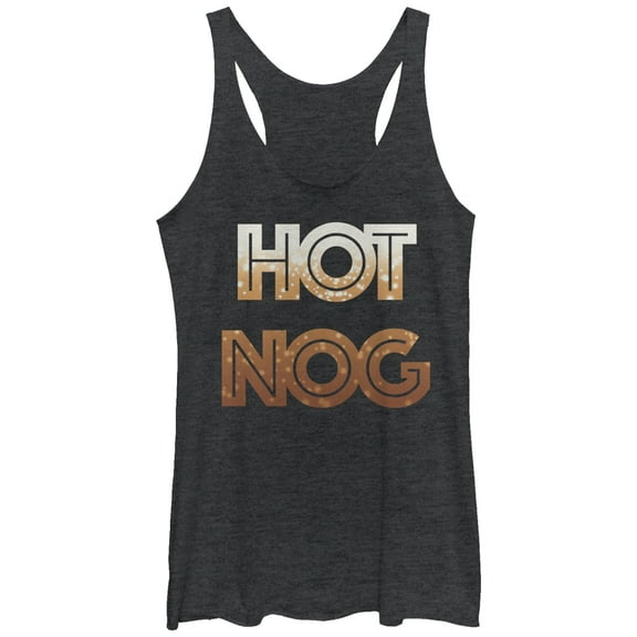 Women's CHIN UP Christmas Hot Nog  Racerback Tank Top Black Heather Medium