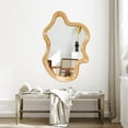 thumbnail image 6 of ARGUST irregular wall mirror with natural wood frame - 33.46" x 22.24" asymmetrical mirror for clear reflection, easy to hang, unique decor, 6 of 11