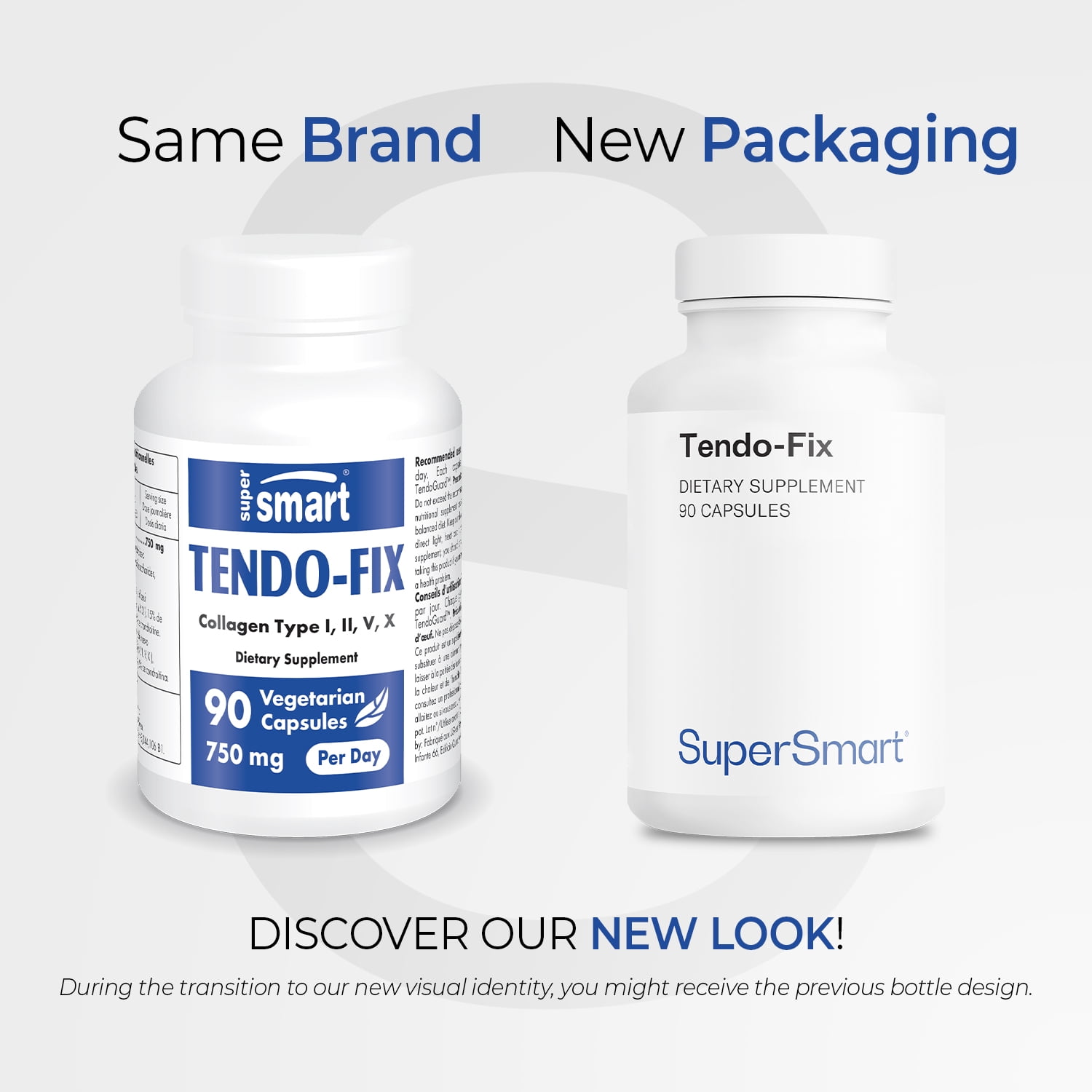 SuperSmart - Tendo-Fix 750 mg per Day - Collagen (Type I, II, V, X) | Non-GMO & Gluten Free - 90 Vegetarian Capsules