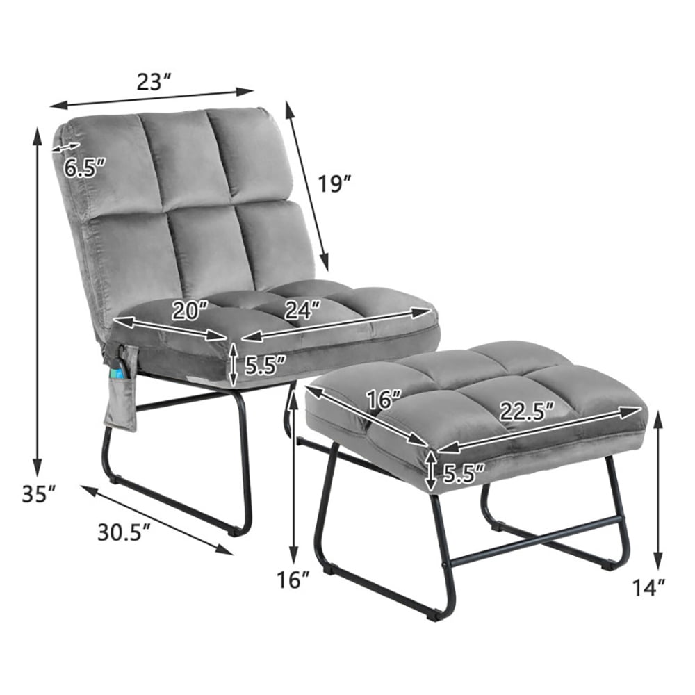 Finihen Massage Recliner Chair, Velvet Massage Recliners with Ottoman Remote Control and Side Pocket, for Living Room, Bedroom, Gray Finihen Massage Recliner Chair, Velvet Massage Recliners with Ottoman Remote Control and Side Pocket, for Living Room, Bedroom, Gray