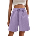 thumbnail image 2 of JoveMarine Women's Casual Wide Leg High Waisted Shorts - Slimming, Lightweight Drawstring, Comfy for Daily, Vacation, Hot Summer Days,Purple S, 2 of 6
