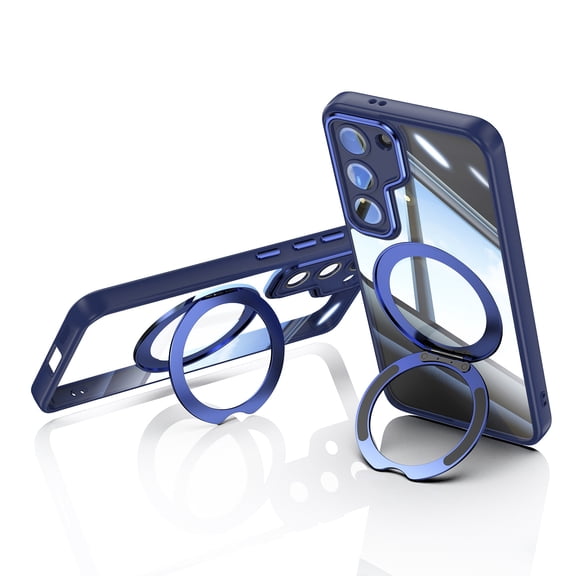 Allytechgroup Samsung Galaxy S23 Plus Case with Camera Lens Protector, Rugged Shockproof Kickstand Bumper Ring Holder Slim Fit Drop Proof Phone Case for Samsung Galaxy S23 Plus, Blue