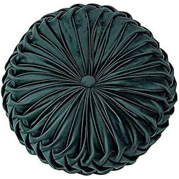 Nvzi Throw Pillows Velvet Pleated Round Pumpkin Couch Cushion Floor Filled Cushion for Home Sofa Chair Bed Car Decor (Dark Green)