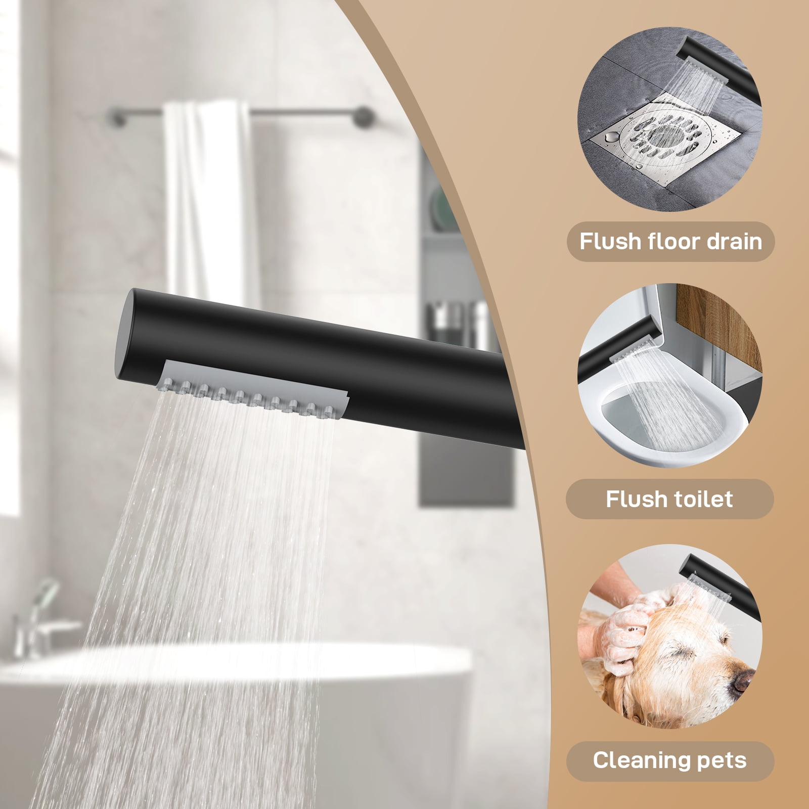 Bathtub Faucet, Floor Mount Bathtub Faucet Freestanding Tub Faucet Standing Bathtub Filler, High-Flow Bath Shower Faucet with Handheld Sprinkler