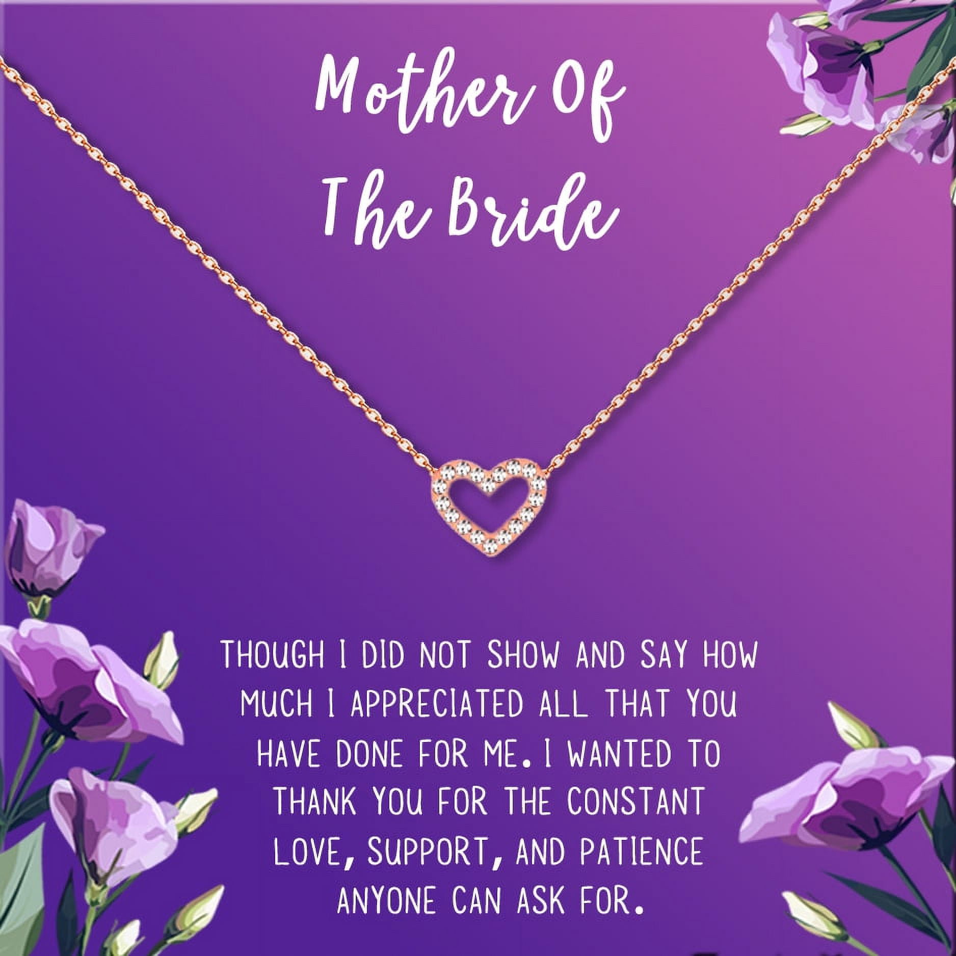 Mother of the Bride Mother's Day Gift, Jewelry Gift for Mother in Law, Necklace and Card Gift Set, Gift for Mom, Gift for Her, Jewelry for Mom, Thank you Gift [Rose Gold Heart,Purple Gradient]