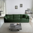 thumbnail image 3 of Modern Minimalist Green Chenille 5-Seater U-Shaped Sectional Sofa with Reversible Footrest and 2 Ottomans (220×80×75cm), 3 of 10