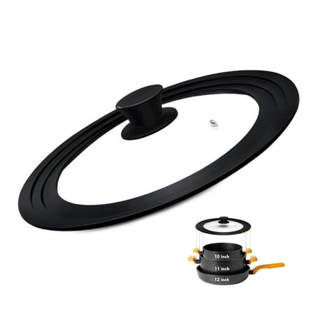 Universal Lid for Pots, Pans and Skillets, Pot Lid With Heat Resistant Silicone Rim and Tempered Glass,Fits 10", 11", 12" Diameter Pots and Pans