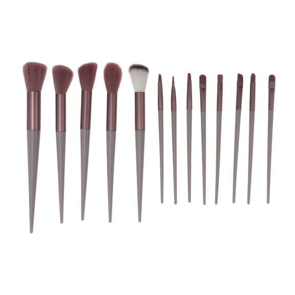 Unique Bargains 13 Pcs Lightweight Makeup Brush for Business Travel Latte Color Synthetic Fiber Hair Plastic Handle Aluminum Tube
