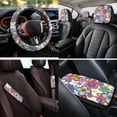 thumbnail image 4 of HUIACONG Car Seat Covers for Women Full Set Hippie Flower Car Accessories Seat Covers with Seat Belt Covers Armrest Cover Steering Wheel Cover Headrest Cover Coaster Keychain 14 Pcs Universal Fit, 4 of 8