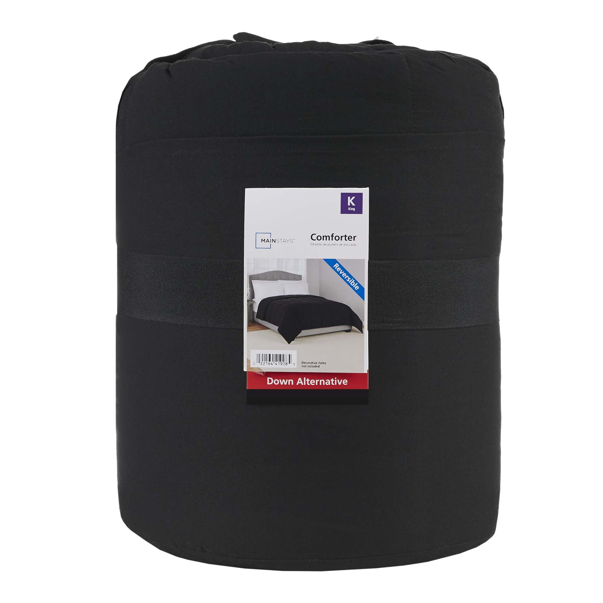 Mainstays King Comforter, Down Alternative, All-Season, Black