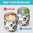 thumbnail image 4 of 12oz Stemless Wine Tumblers White Cow Oval Face Pattern Vacuum Insulated Stainless Steel Travel Tumbler Cups Mug with Lid and Straw for Champaign,Cocktail,Beer with Cleaning Brush, 4 of 5