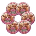 thumbnail image 2 of Haosy Set of 6 Drink Woven Coaster with Holder Heat Resistant Non-Slip Bar Coasters 4 Inches Highland Cattle Flowers Hearts, 2 of 7