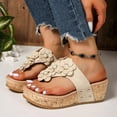thumbnail image 2 of jiaxiM Black Flip Flops for Women Platform Thong Sandals Soft Summer Slippers Non- Woven Sole Orthofeet Shoes for Women for Causal Walking Work Vacation, 2 of 9