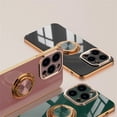 thumbnail image 2 of Luxury Plating Silicone Case For iPhone 15 14 13 12 11 Pro Xs Max Mini SE X XR 7 8 Plus Metal Ring Holder Stand Soft Phone Cover, 2 of 5