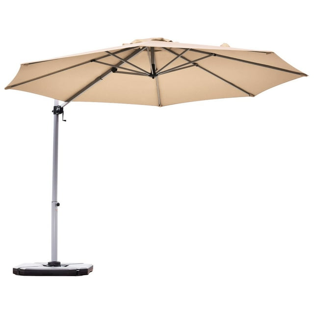 Patiojoy 11' Outdoor Cantilever Umbrella Patio Offset w/Base Beige