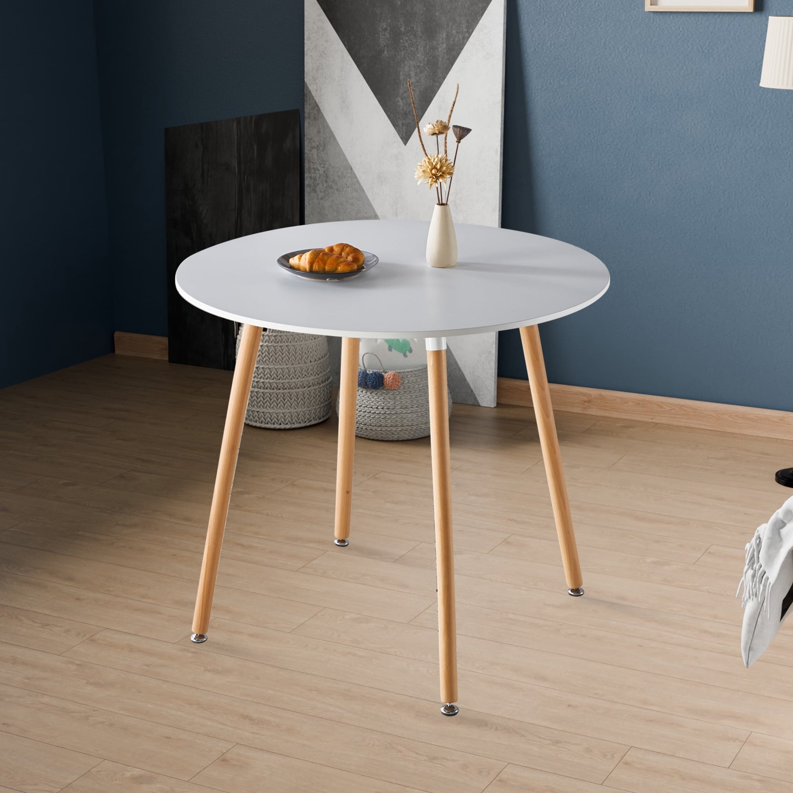 Noble House Modern Dining Chair Sets with Modern Side Table Natural Wood Legs (4 X Chairs & 1 X Table)