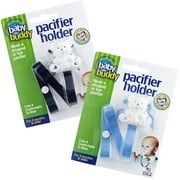 Baby Buddy Pacifier Holder Clip- Cute Fashionable Bear Clips onto Babys Shirt, Snaps to Paci, Teether, Navy-Blue, 2 Pack