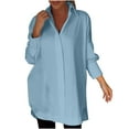 thumbnail image 4 of aidice Plus Size Shirts for Women Casual Lapel Neck Long Sleeve Button up Loose Office Workwear Tops, 4 of 9