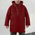 thumbnail image 2 of Men's Retro Stand Collar Hooded Sweatshirt Casual Loose Fit Business Style Mid Length Long Sleeve Solid Color Top, 2 of 7