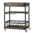 thumbnail image 2 of Weston Home Clayton Rustic Wood and Metal Bar Cart, Brown Finish, 2 of 9