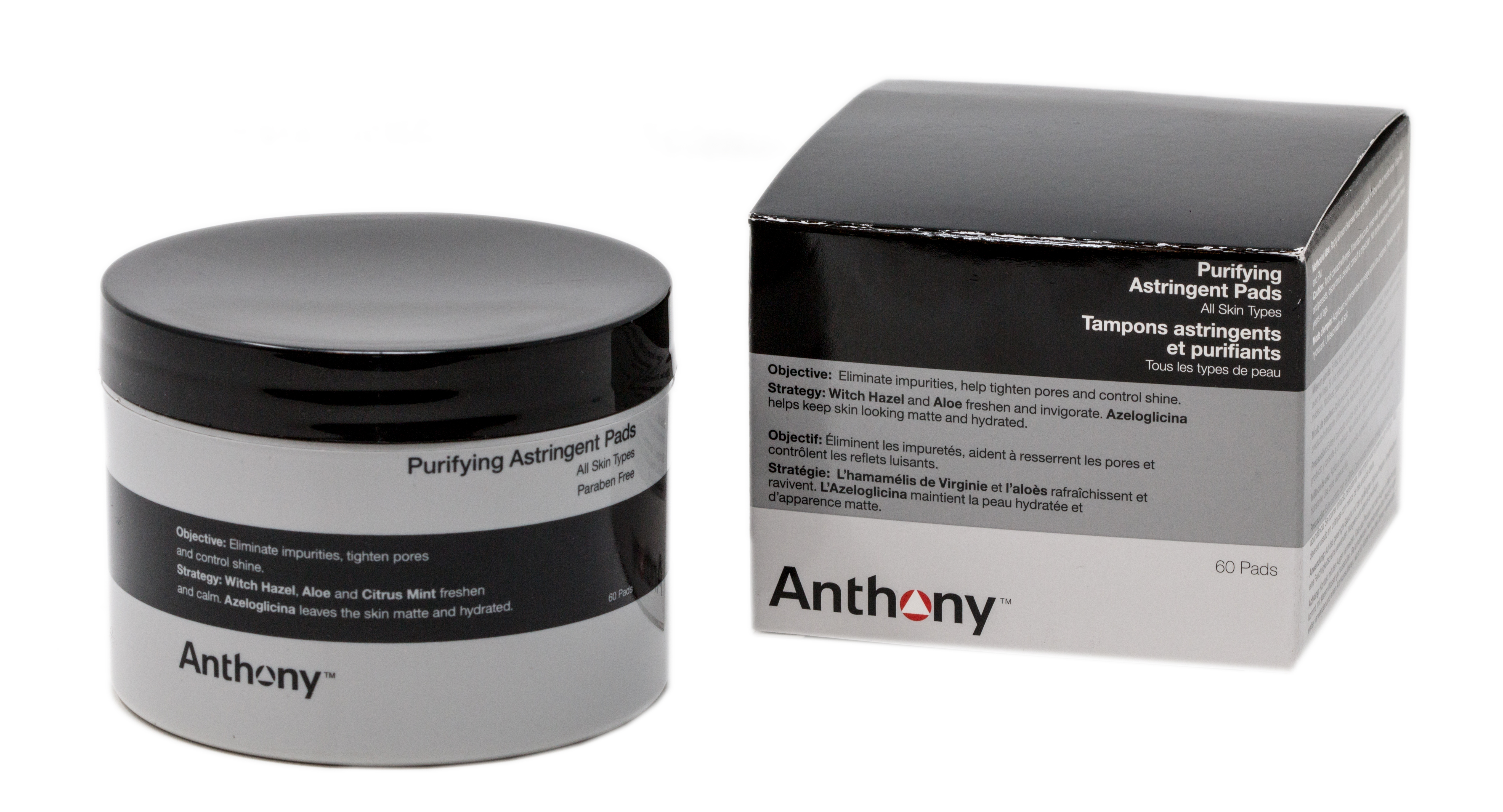 Anthony Anthony Astringent Toner Pads, Face Wash for Men, 60 Count