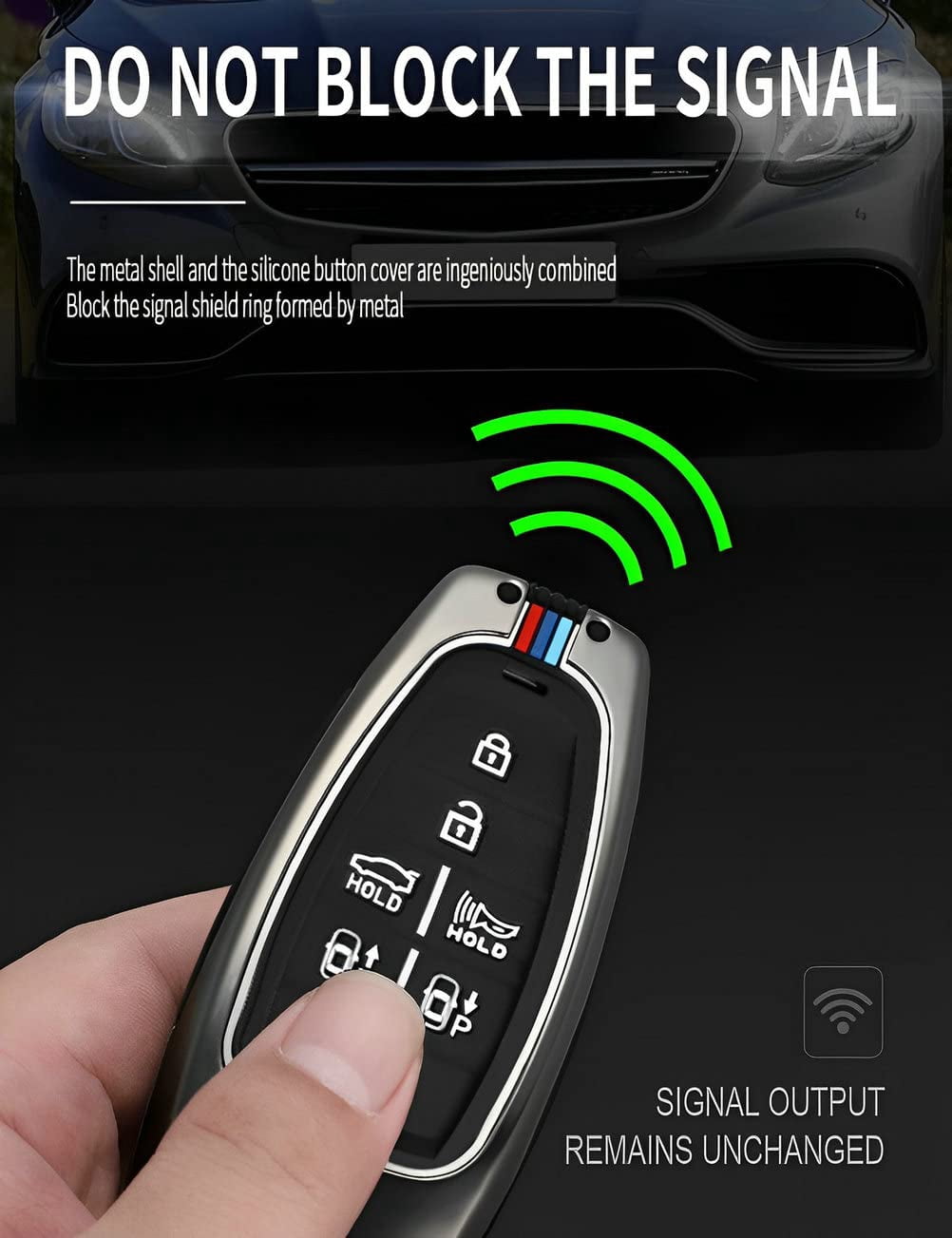 for Hyundai Key Fob Cover Case Metal Smart Key Holder Protector Compatible for Tucson Santa fe Sonata 2020-2024 7 Button