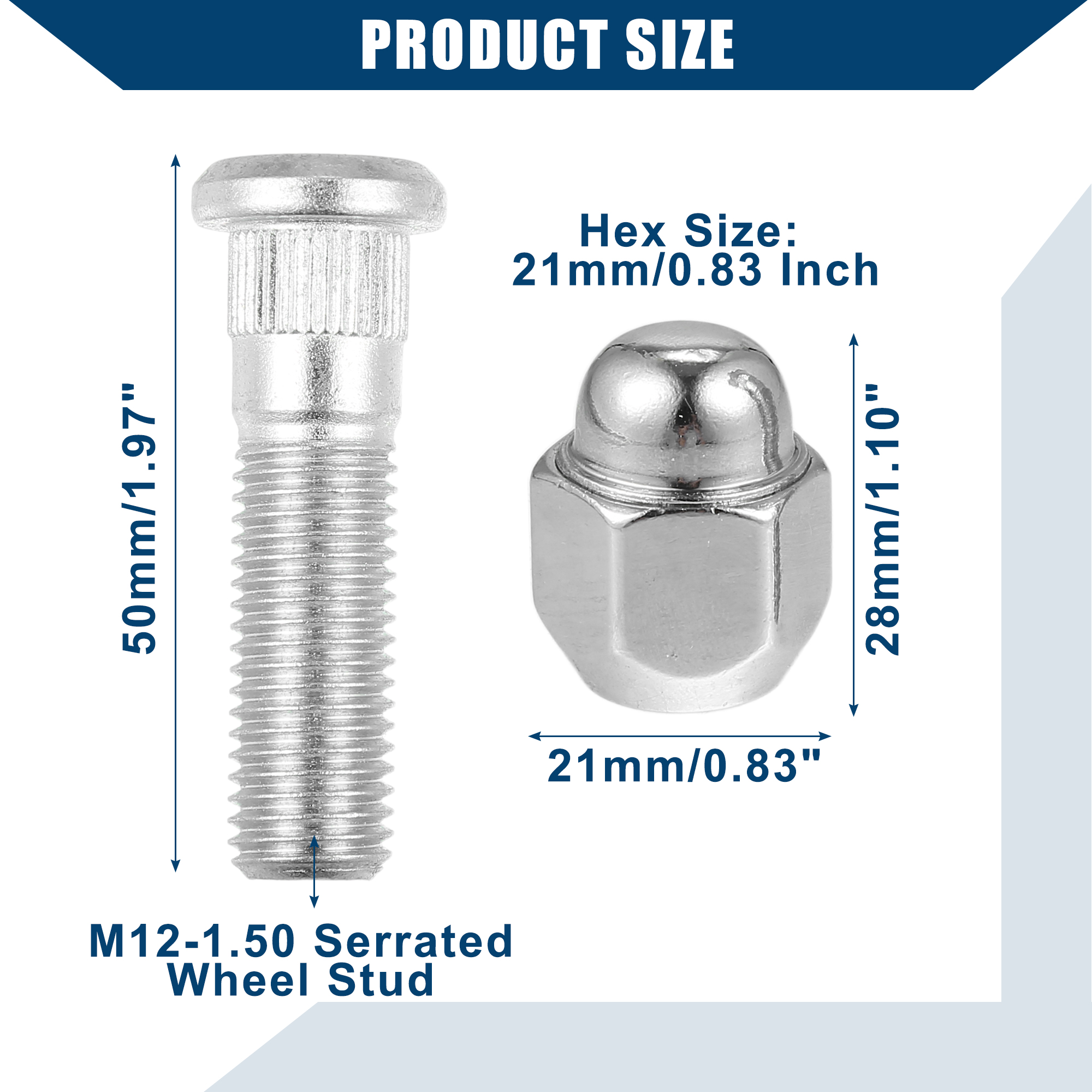 Unique Bargains M12-1.5 Wheel Stud Bolt for Hyundai Elantra Santa Fe for Kia Forte Rio