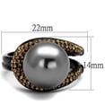 thumbnail image 2 of IP Black(Ion Plating) Stainless Steel Ring with Synthetic Pearl in Gray for Women Gray Stone Color Style TK2350 Size 6, 2 of 4