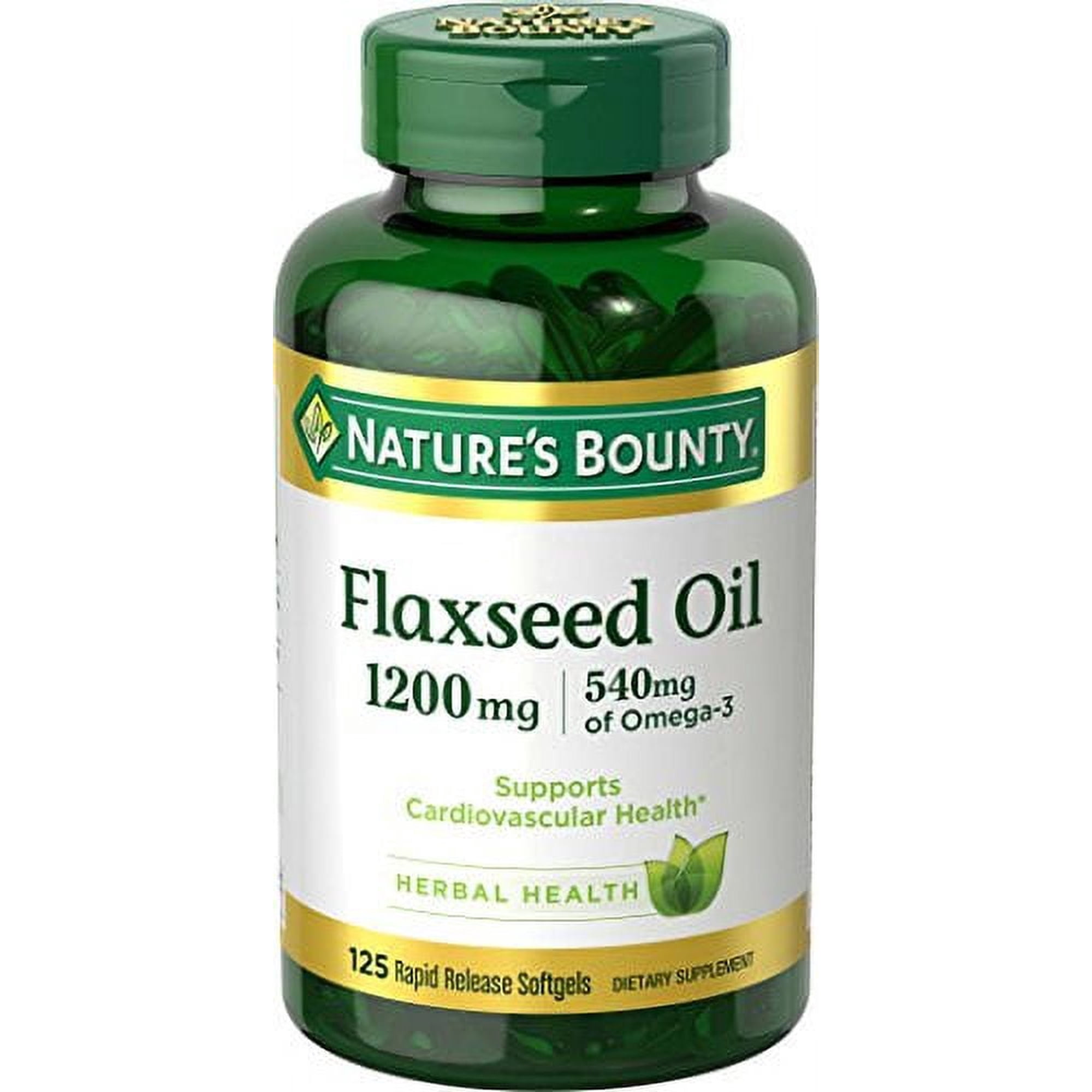 Nature's Bounty Flaxseed and .. Omega 3, Dietary Supplement, .. Supports Cardiovascular Health, 1200mg, .. Softgels, 125 Count (Pack .. of 1)
