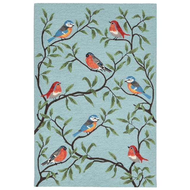 Liora Manne Ravella Indoor Outdoor Rug, Birds on Branches, 5' x 7' 6"