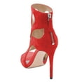 thumbnail image 3 of YDN Women Peep Toe Cutout Sandals Sexy Stiletto High Heel Ankle Booties Dressy Party Prom Zip-up Shoes Size 7 Red, 3 of 4