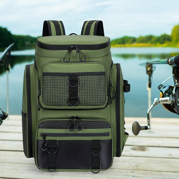 Mochila de pesca, bolsa de pesca fácil de llevar, para correr, viajar y hacer montañismo Verde
