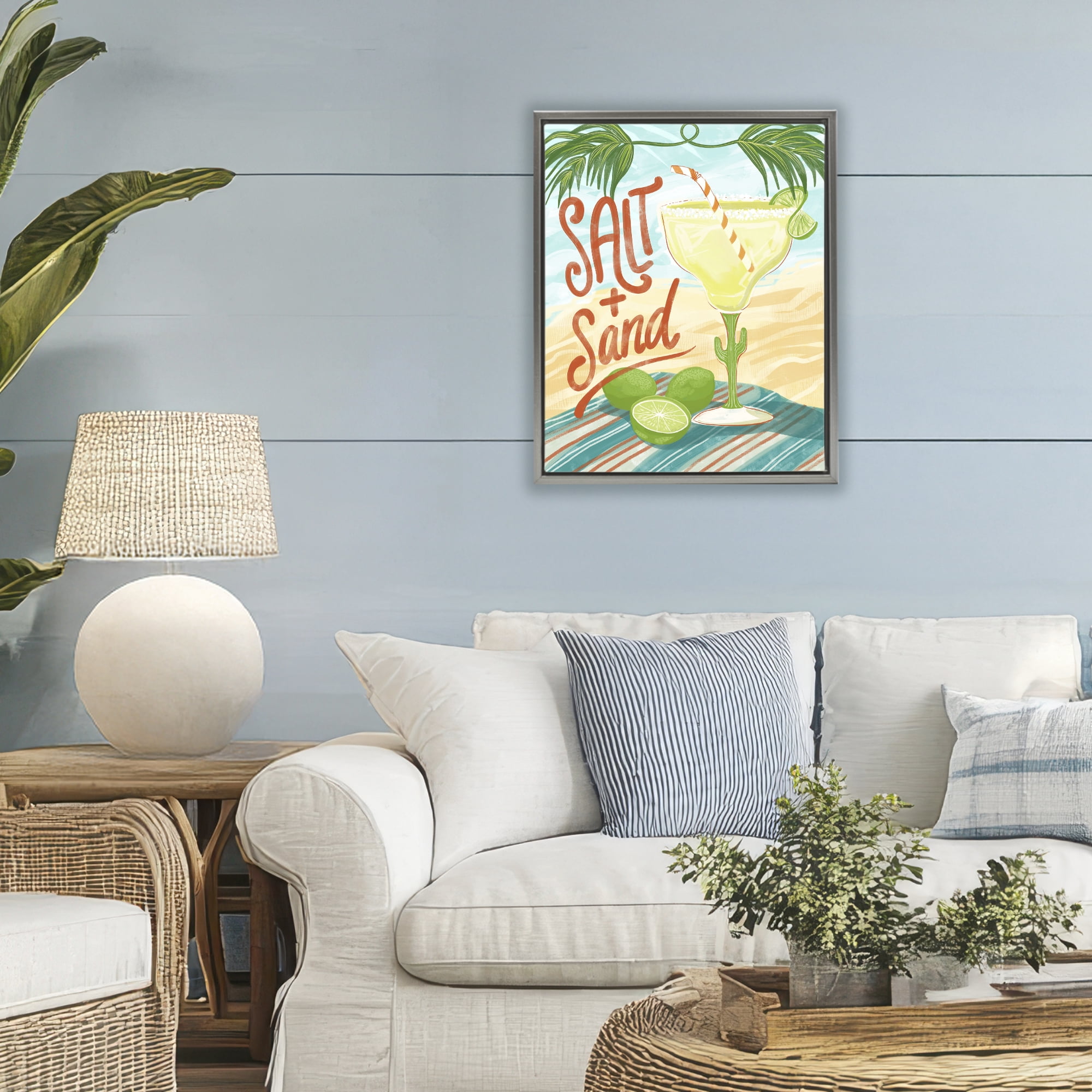 Stupell Industries Salt & Sand Margarita Gray Framed Floater Canvas Wall Art, design by Connie Summers
