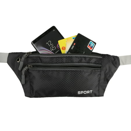 Waist Bag, EEEKit  3-Pockets Waterproof Sports Waist Bag Fanny Pack Waist Wallet Traveling Belt Pouch with 3-Pockets for Camping, Running, Cycling, Jogging,