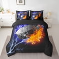 thumbnail image 2 of Homewish Ice Hockey Sport 7-Piece Bedding Comforter Set,Ball Game Theme King Bedding Sets,Orange Black Blue Bed Sheets For Boys Kids,Ultra Soft Home Decor Reversible, 2 of 8