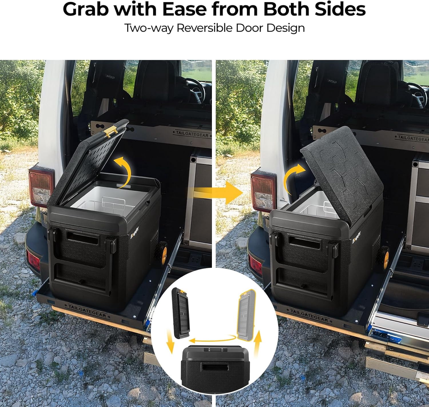 BougeRV 12 Volt Car Refrigerator with Wheels, CRS 63 Quart Portable Fridge Freezer with APP Control, -4℉ to 68℉ for Truck RV Camping