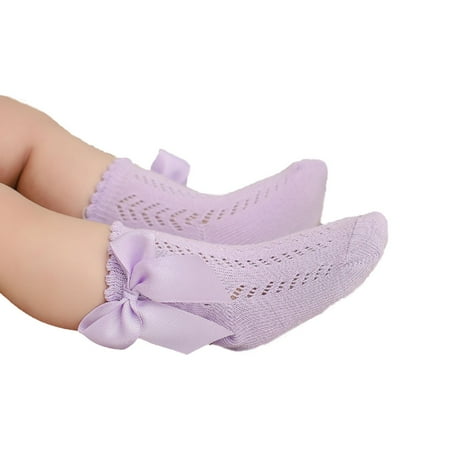 

Diconna Kids Cotton Socks Baby Solid Color Bowknot Medium Tube Socks