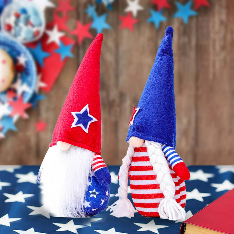 Sdjma 4th of July Patriotic Gnomes for Memorial Day Decorations American Flag Star Stripes Gnomes Swedish Tomte Elf Dwarf Gift for Independence