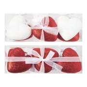 Way To Celebrate Valentine's Day Hearts, Red Glitter, 6 Count