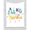 thumbnail image 1 of Hello Sunshine Tapestry, Cursive Text Design with Bloom Motifs and Heart Doodle Spring Illustration, Wall Hanging for Bedroom Living Room Dorm Decor, 40W X 60L Inches, Multicolor, by Ambesonne, 1 of 2
