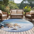 thumbnail image 5 of 5ft Round Rug, Christmas Beach Non-Skid Rubber Backing Large Area Rugs - Living Room Bedroom Home Office, Blue Shell Starfish Conch Pine Cone Snow Indoor Floor Mat Carpets Washable Rug, 5 of 9