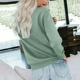 thumbnail image 2 of Long Sleeve Tops for Women Dressy New Womens Sweatshirt Crewneck Long Sleeve Shirts Loose Fitted Pleated Front Tops Fall Fashion Outfits Clothes Green S, 2 of 5