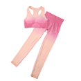 thumbnail image 5 of KHONTS Women's Two Piece Sets Racerback Yoga Bras Workout Gradient Color Outfits Waistband Exercise Outfits Pink L, 5 of 8