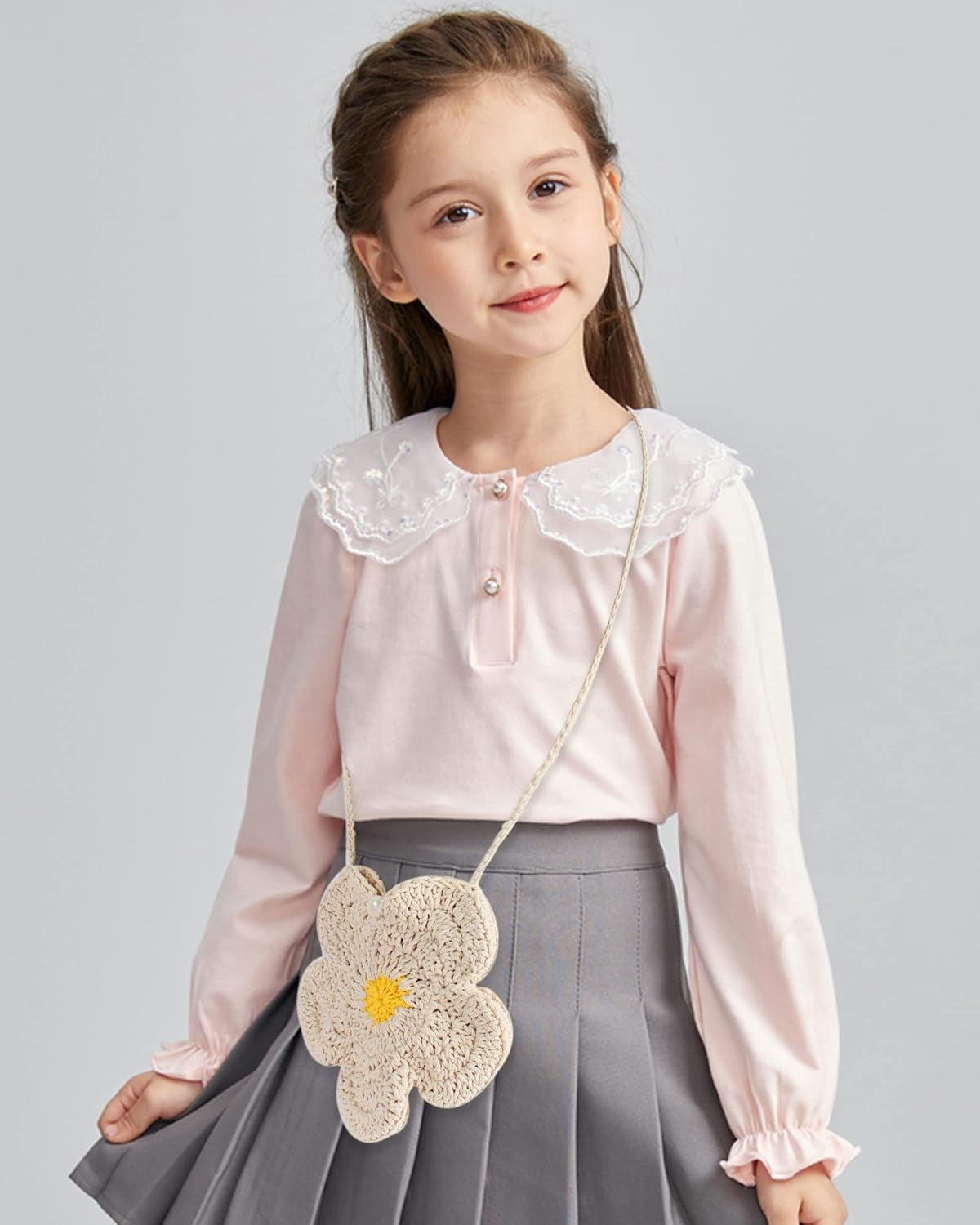 Women Mini Flower Cotton Crochet Crossbody Shoulder Bag Handbag Purse