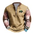 thumbnail image 3 of Feancey Cowboy Sweatshirt for Men Quarter Zip Crewneck Aztec Pullovers Western Ethnic Printed Oversized Sweatshirts Big and Tall Vintage Tops with Elbow Patches Christmas Gifts Khaki3 5XL, 3 of 4