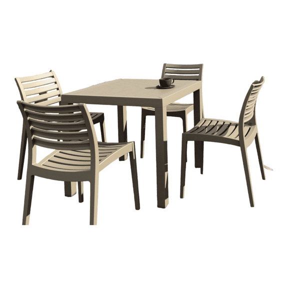 Luxury Commercial Living 5-Piece Taupe Brown Stackable Square Outdoor Patio Dining Set 33"